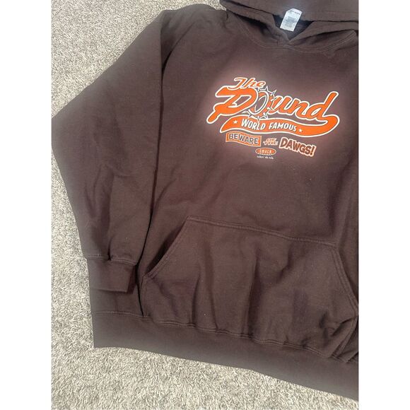 Vintage The Pound Graphic Hoodie Pullover Sweatshirt Brown/Orange 2XL Y2K Retro - Picture 3 of 11